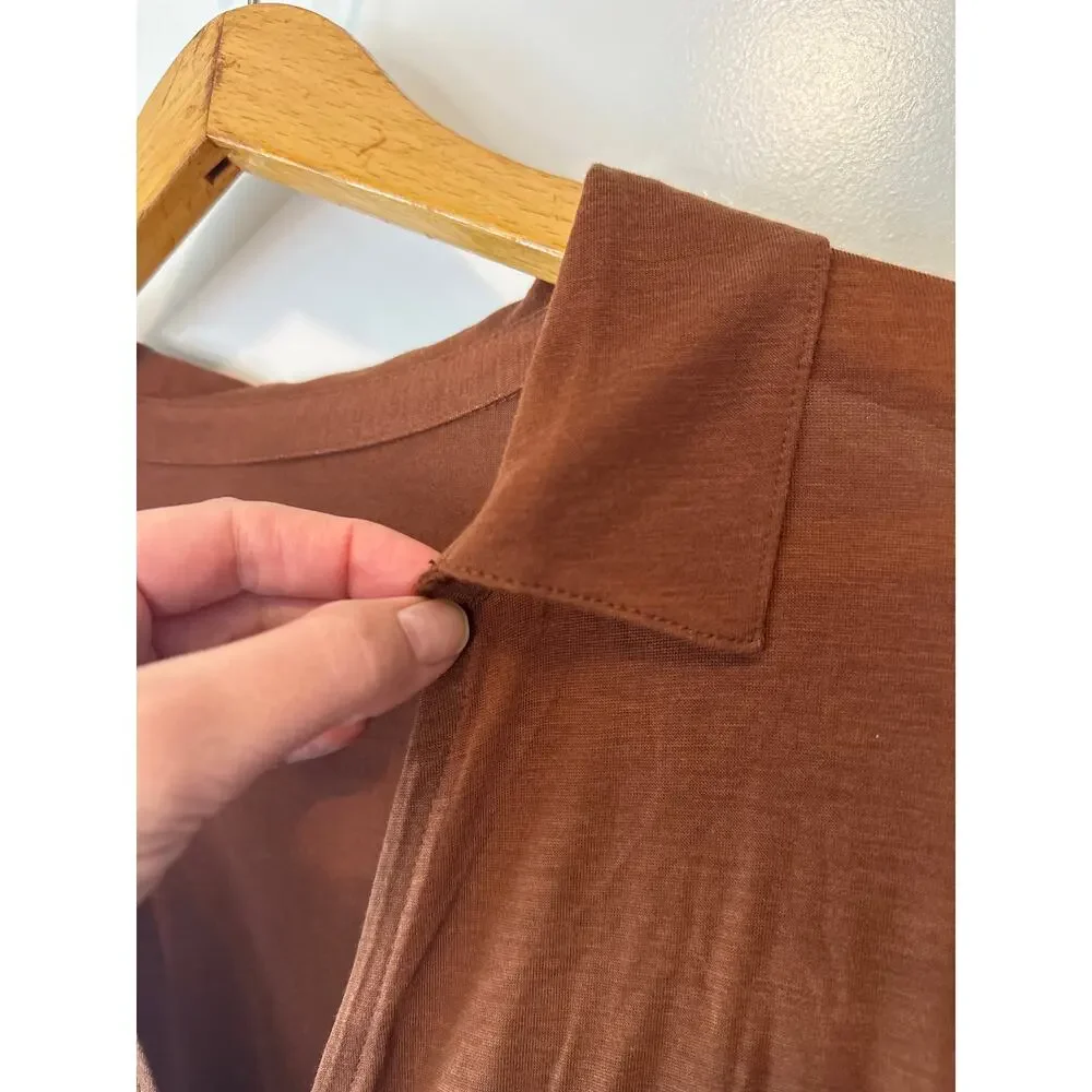 Anthropologie Maeve Ruched Wool Blend Midi Dress Brown Size M NWT